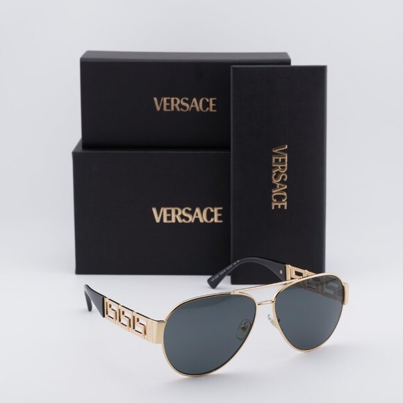 Versace VE2289 100287 Aviator Sunglasses – Gold/Dark Grey - Picture 4 of 9